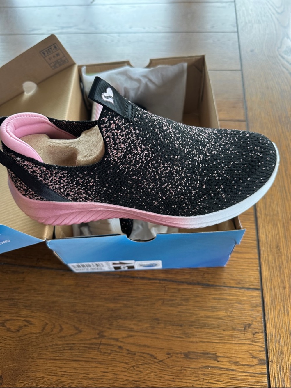 Skechers Kids Black & Pink Slip-On Sneakers